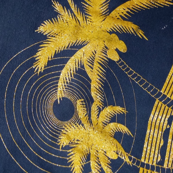 Vintage 90s Diamond Dust tropical Sunset GOLD Graphic Single Stitch T-Shirt - Picture 4 of 6